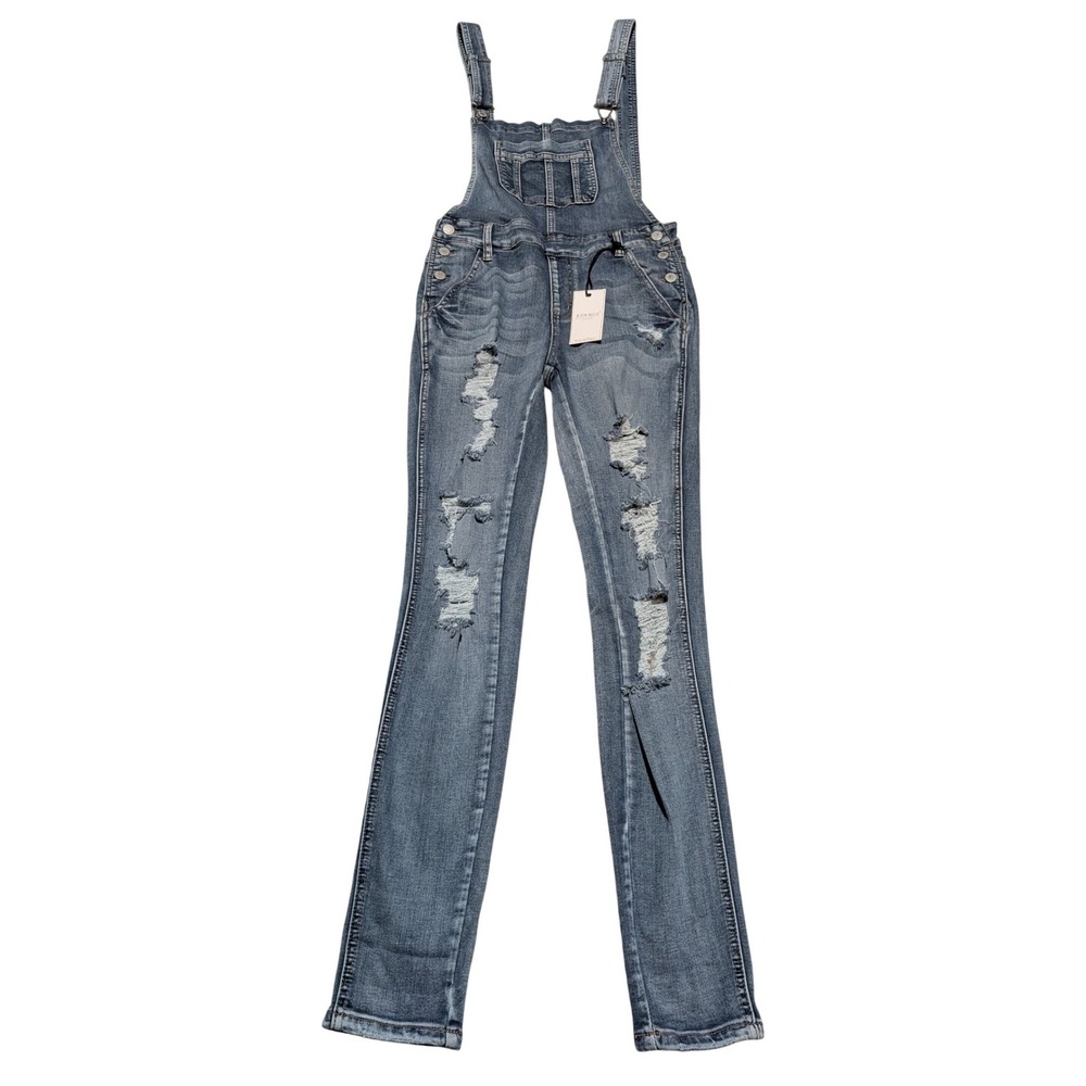 Judy Blue Denim Overalls Womens S Blue JB8465 Skinny Distressed Ripped Dungarees